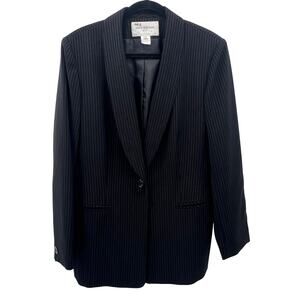 Jones New York Pinstripe Suit Blazer Womens size 12 Black Lined Workwear